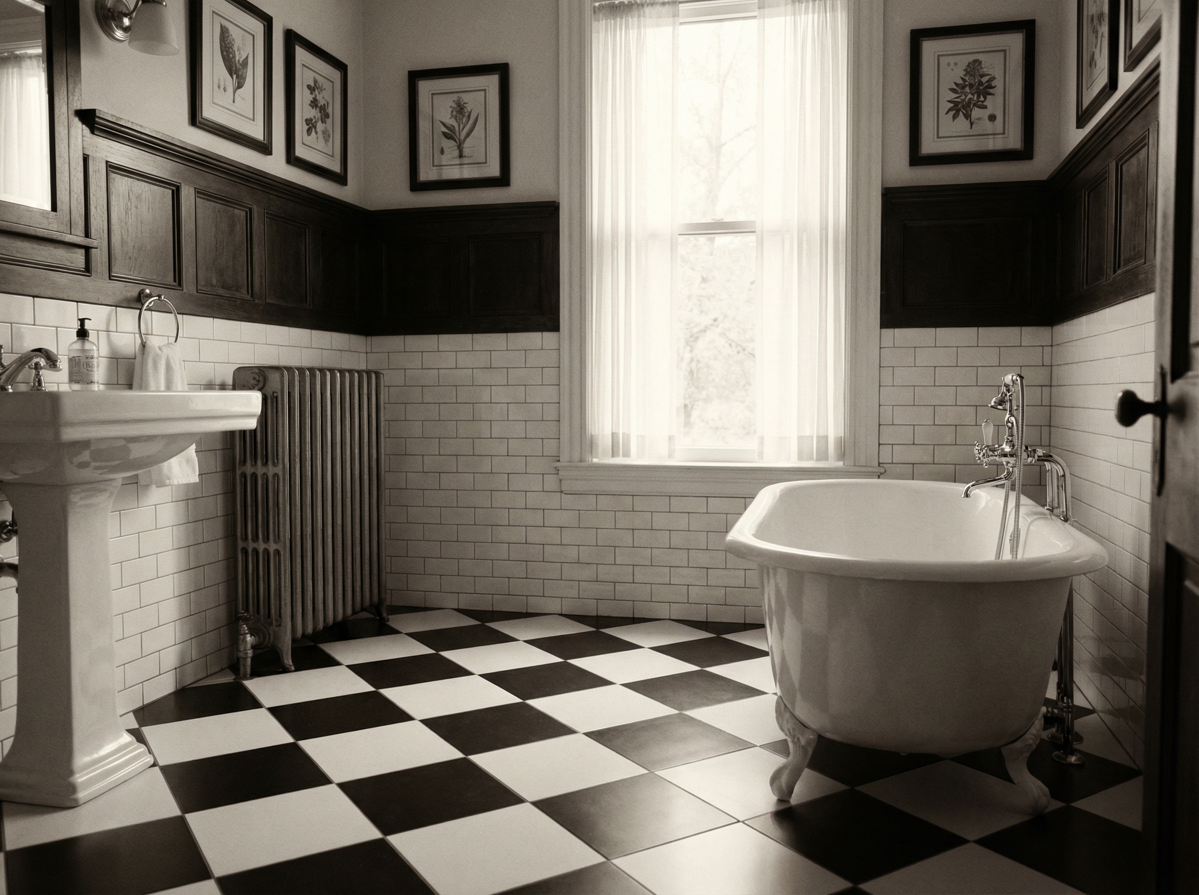 Classic black and white bathroom